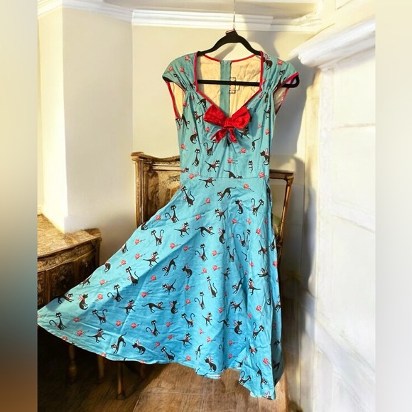 Pinup Couture Cat Print Heidi Dress - Picture 3 of 8